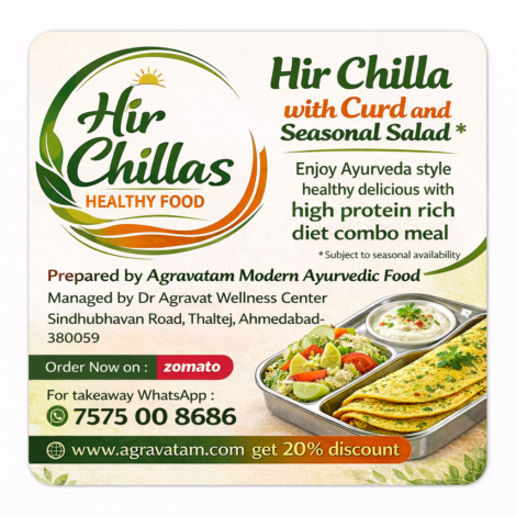 Hir Chilla with Curd and Seasonal Salad combo meal Label