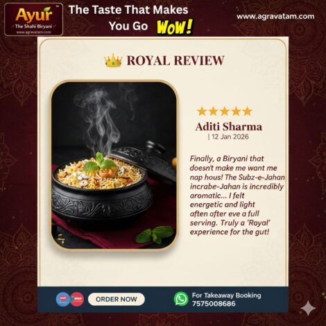 Aditi Sharma The Emperor’s Subz-e-Jahan Shahi Veg Hyderabadi Ayur Biryani Review Ahmedabad