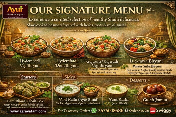 Ayur Biryani Ahmedabad Best Signature menu showcase Gujarat, India