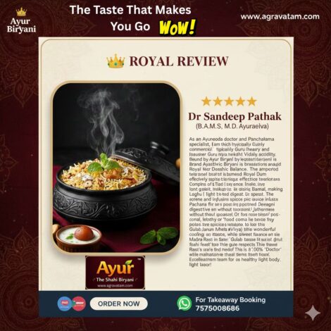Dr. Sandeep Pathak (B.A.M.S, M.D. Ayurveda) The Emperor’s Subz-e-Jahan Shahi Veg Hyderabadi Ayur Biryani Review Ahmedabad